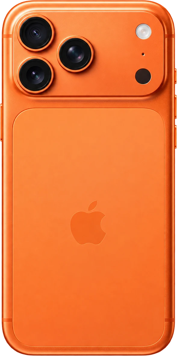 iPhone 17 Pro Max visto por trás, com o sistema de três câmeras